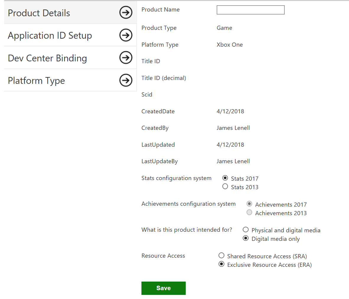 Screenshot of the product page in XDP