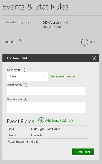 Add New Event screenshot