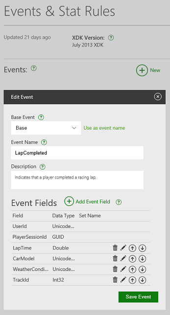 LapCompleted event screenshot